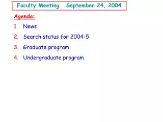 Faculty Meeting September 24, 2004