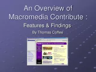 An Overview of Macromedia Contribute :