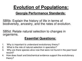 Evolution of Populations: