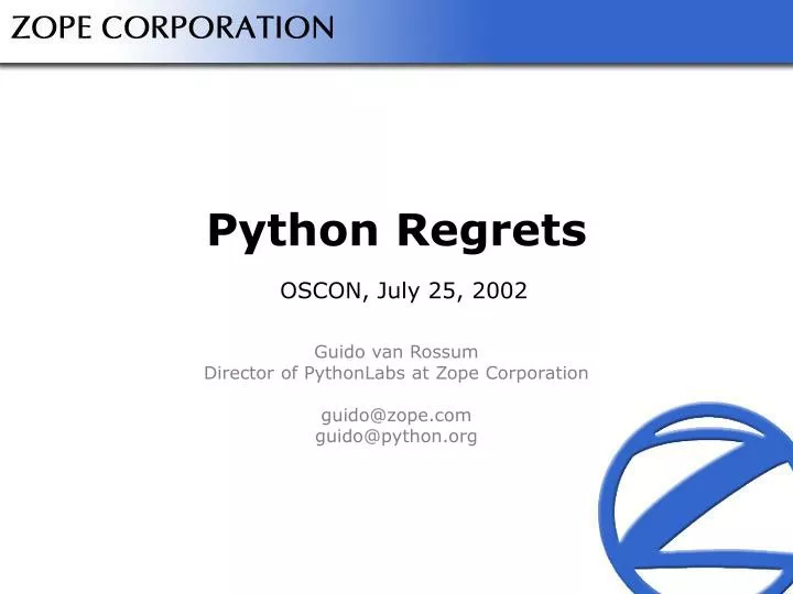 python regrets oscon july 25 2002