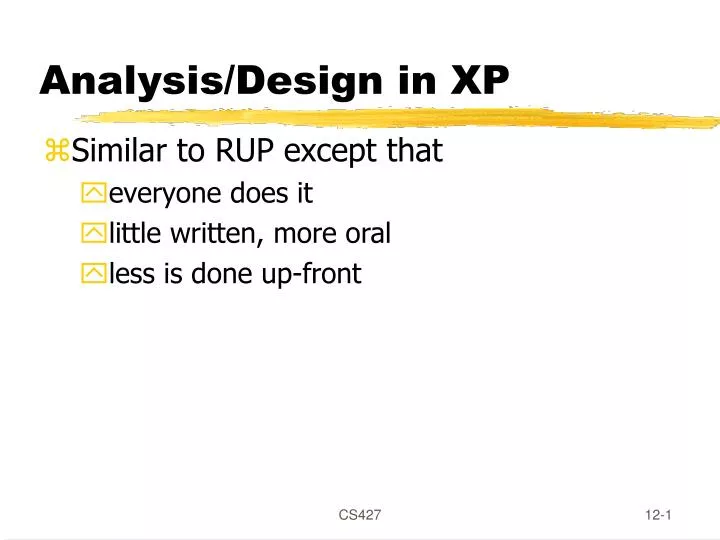 analysis design in xp