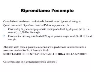 riprendiamo l esempio