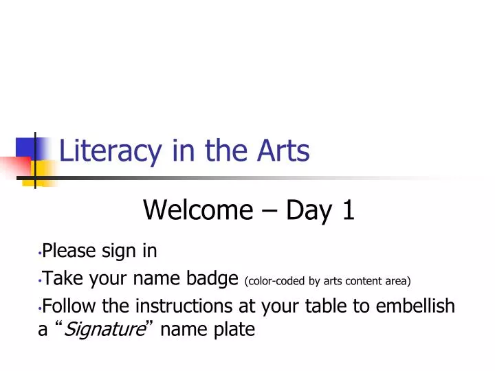 literacy in the arts