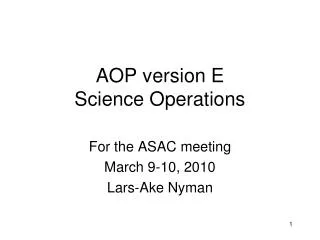 AOP version E Science Operations