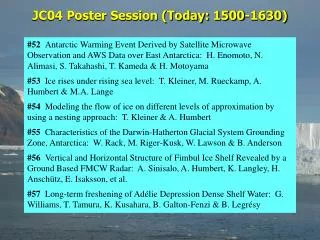 JC04 Poster Session (Today: 1500-1630)