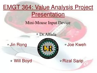 EMGT 364: Value Analysis Project Presentation