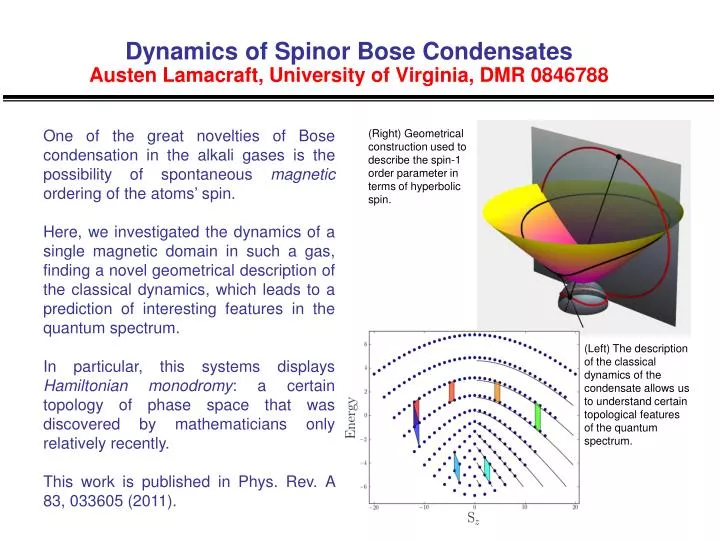 dynamics of spinor bose condensates austen lamacraft university of virginia dmr 0846788