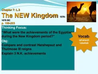 Chapter 7: L.3 The NEW Kingdom 1570-1070 BC p. 199-203