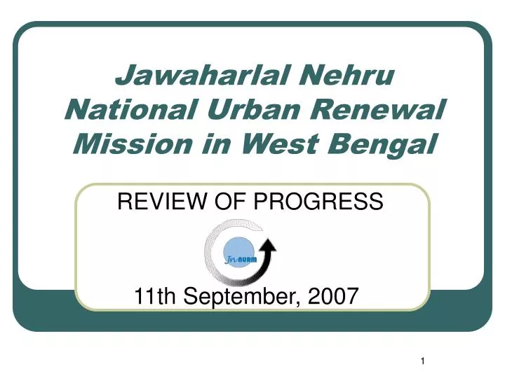 jawaharlal nehru national urban renewal mission in west bengal