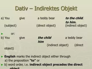dativ indirektes objekt