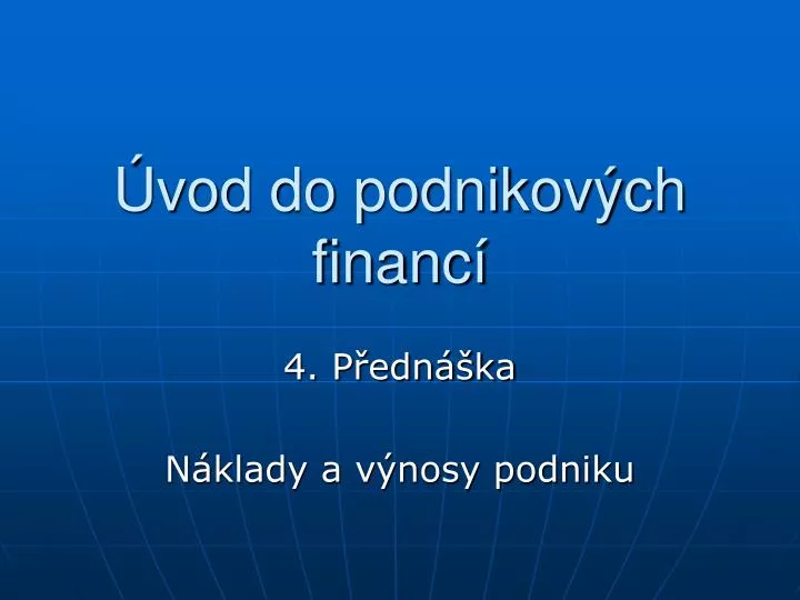 vod do podnikov ch financ