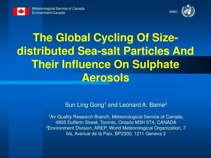 the global cycling of size distributed sea salt particles and their influence on sulphate aerosols