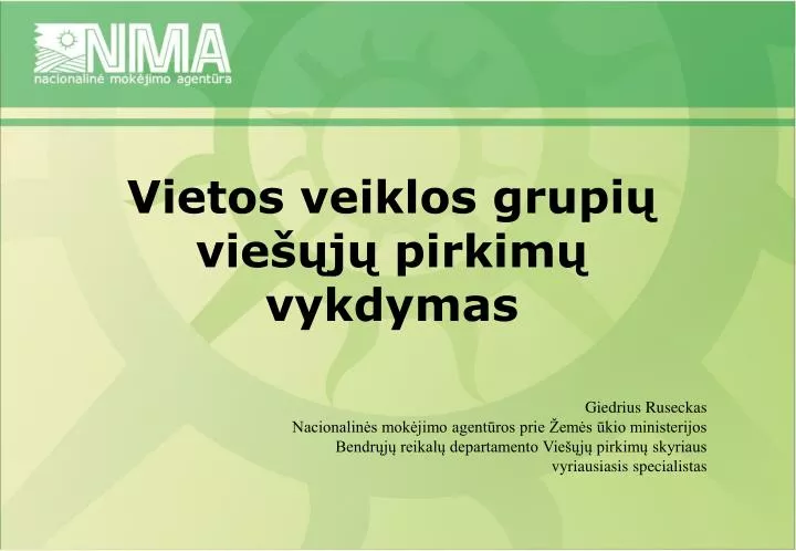 vietos veiklos grupi vie j pirkim vykdymas