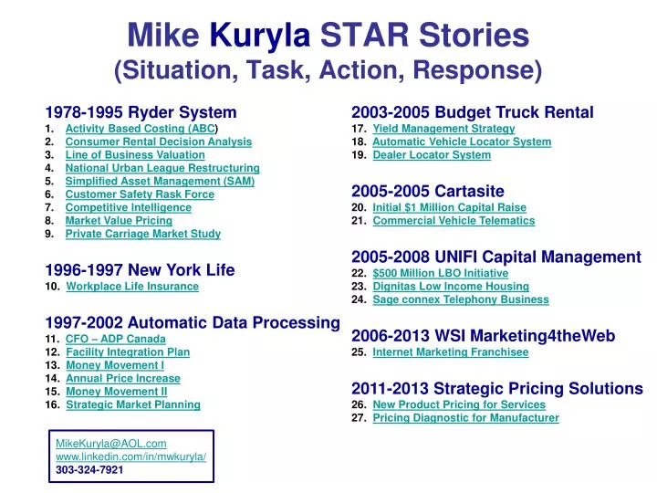 mike kuryla star stories situation task action response