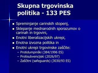 skupna trgovinska politika 133 pes
