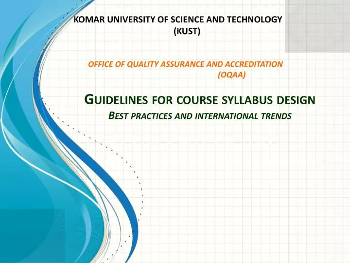 guidelines for course syllabus design best practices and international trends