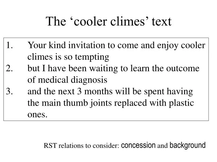 the cooler climes text
