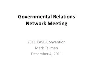 Governmental Relations Network Meeting