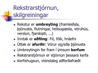 rekstrarstj rnun skilgreiningar