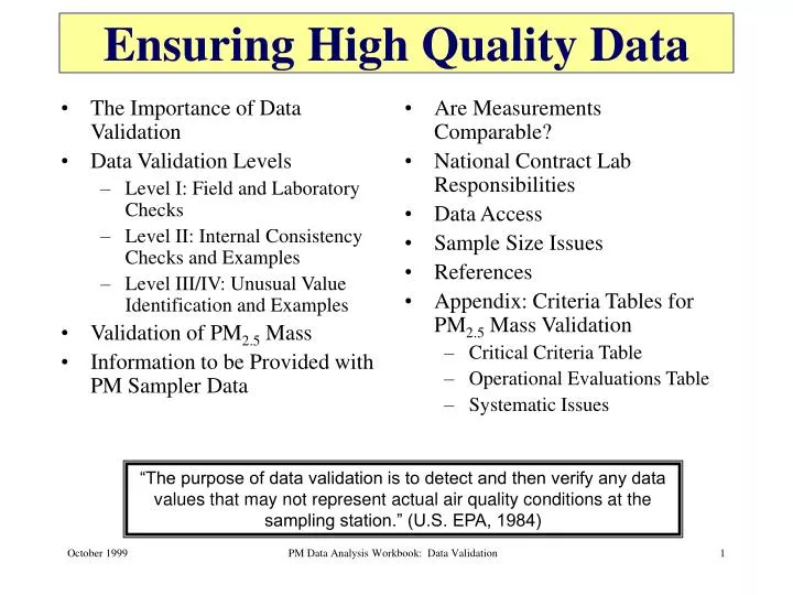 ensuring high quality data
