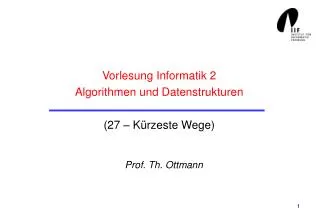 vorlesung informatik 2 algorithmen und datenstrukturen 27 k rzeste wege