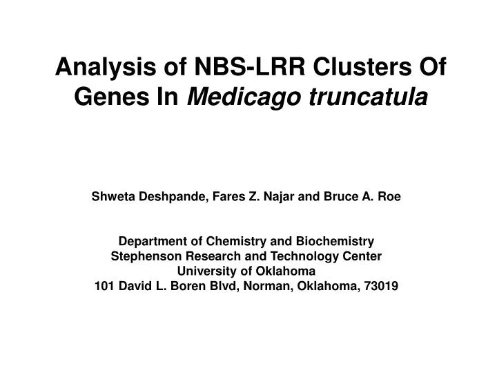 analysis of nbs lrr clusters of genes in medicago truncatula