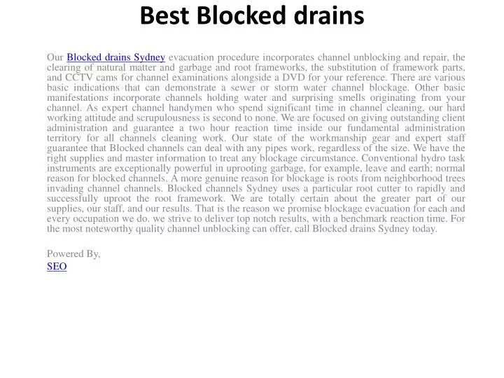 best blocked drains