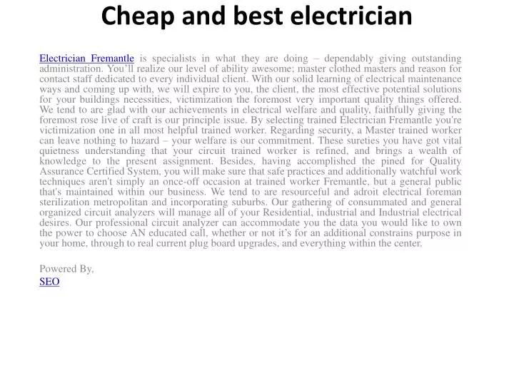 cheap and best electrician