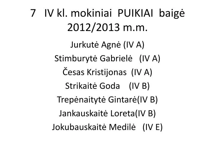 7 iv kl mokiniai puikiai baig 2012 2013 m m