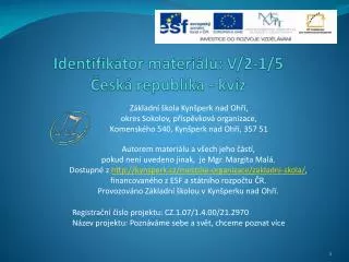 identifik tor materi lu v 2 1 5 esk republika kv z