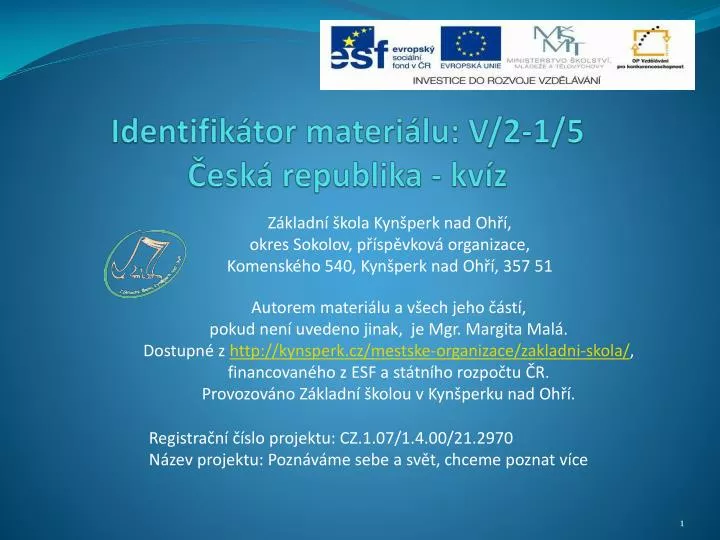 identifik tor materi lu v 2 1 5 esk republika kv z