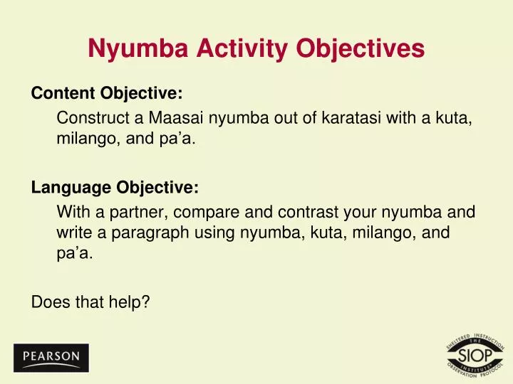 nyumba activity objectives