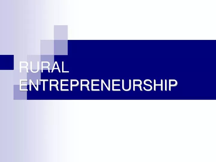 rural entrepreneurship