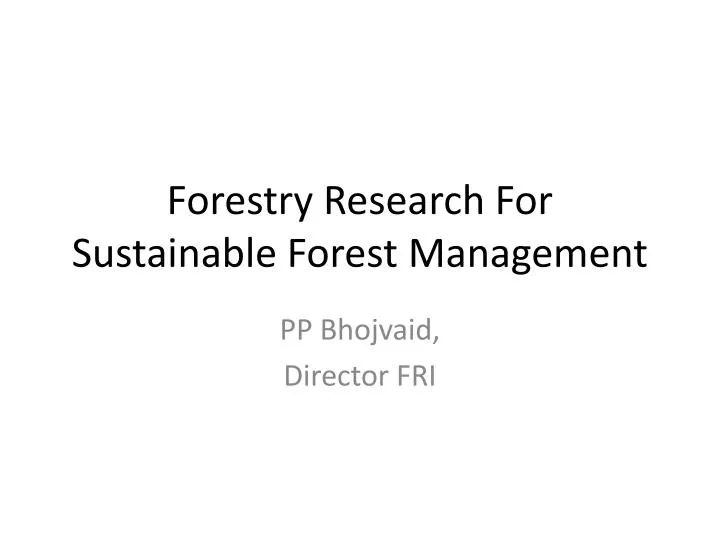 forestry research for sustainable forest management
