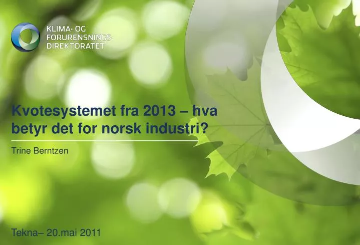 kvotesystemet fra 2013 hva betyr det for norsk industri