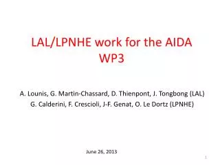 LAL/LPNHE work for the AIDA WP3