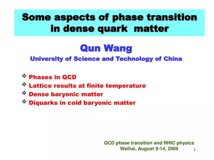 some aspects of p hase transition in dense quark matter