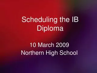 Scheduling the IB Diploma