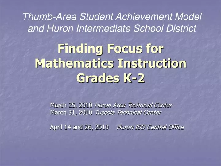 finding focus for mathematics instruction grades k 2