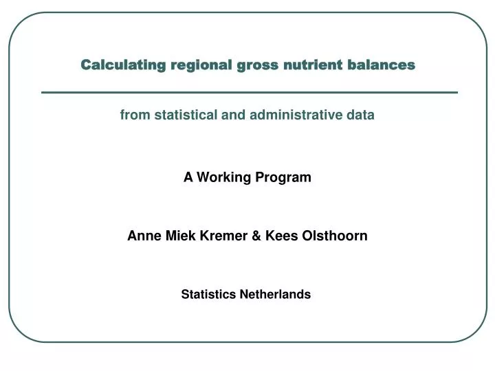 calculating regional gross nutrient balances
