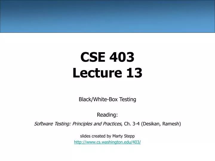 cse 403 lecture 13