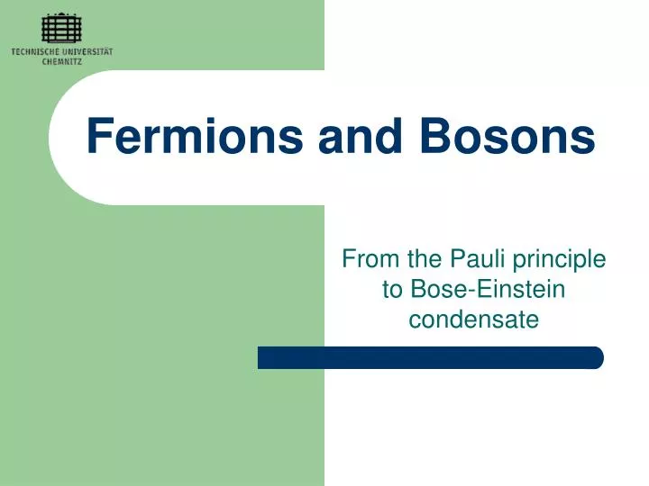 fermions and bosons