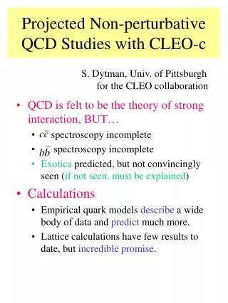 Projected Non-perturbative QCD Studies with CLEO-c