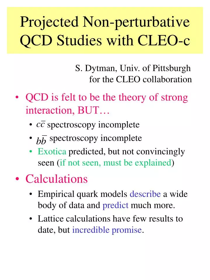 projected non perturbative qcd studies with cleo c