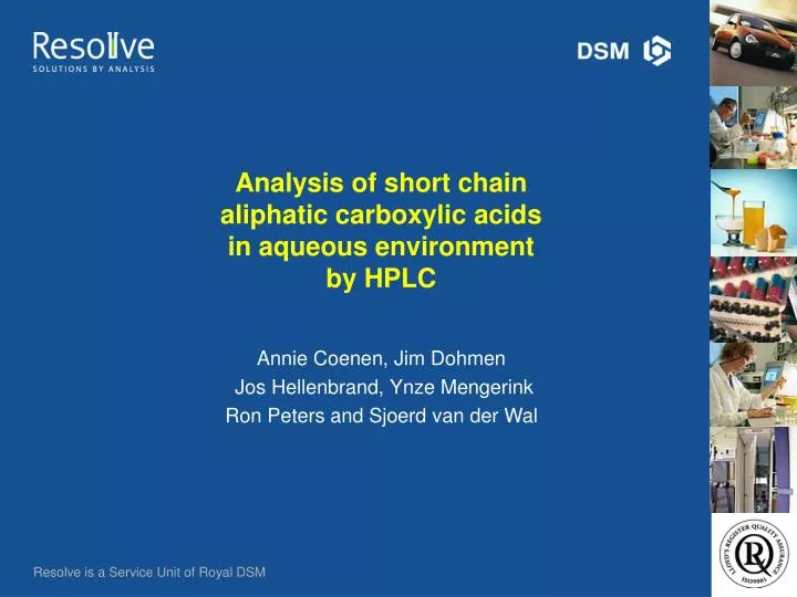 analysis of short chain aliphatic carboxylic acids in aqueous environment by hplc