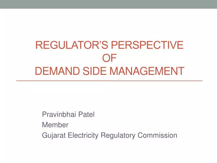 regulator s perspective of demand side management