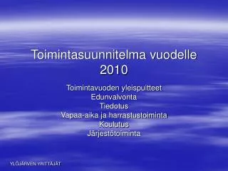 toimintasuunnitelma vuodelle 2010
