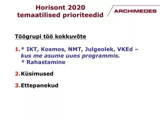 horisont 2020 temaatilised prioriteedid