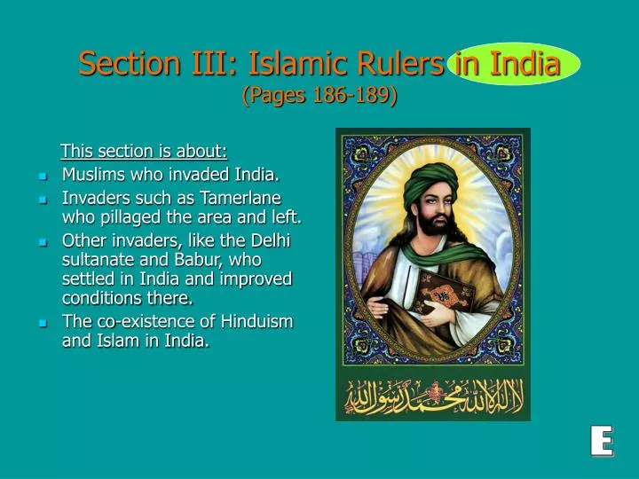 section iii islamic rulers in india pages 186 189