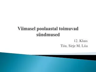 viimasel poolaastal toimuvad s ndmused